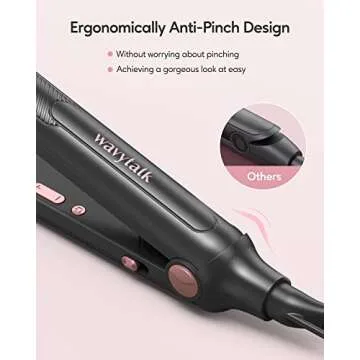 Wavytalk 3/10" Small Flat Iron, Pencil Flat Iron for Short Hair, Pixie Cut and Bangs, Curling Iron for Short Hair, Mini Hair Straightener for Edges with Anti-Pinch Design, Tiny Hair Straightener