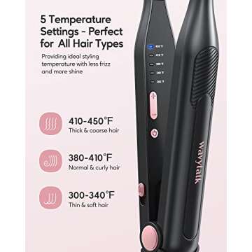 Wavytalk 3/10" Small Flat Iron, Pencil Flat Iron for Short Hair, Pixie Cut and Bangs, Curling Iron for Short Hair, Mini Hair Straightener for Edges with Anti-Pinch Design, Tiny Hair Straightener