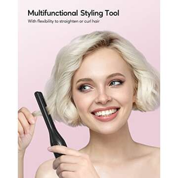 Wavytalk 3/10" Small Flat Iron, Pencil Flat Iron for Short Hair, Pixie Cut and Bangs, Curling Iron for Short Hair, Mini Hair Straightener for Edges with Anti-Pinch Design, Tiny Hair Straightener