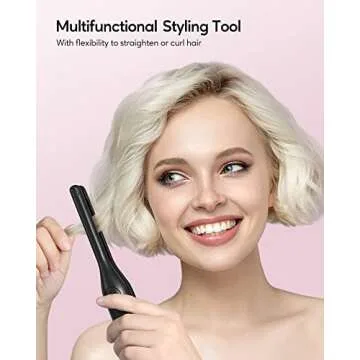 Wavytalk 3/10" Small Flat Iron, Pencil Flat Iron for Short Hair, Pixie Cut and Bangs, Curling Iron for Short Hair, Mini Hair Straightener for Edges with Anti-Pinch Design, Tiny Hair Straightener