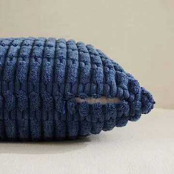 Fancy Homi 2 Packs Dusty Blue Decorative Throw Pillow Covers 20x20 Inch for Living Room Couch Bed Sofa, Rustic Farmhouse Boho Home Decor, Soft Striped Corduroy Square Cushion Case 50x50 cm