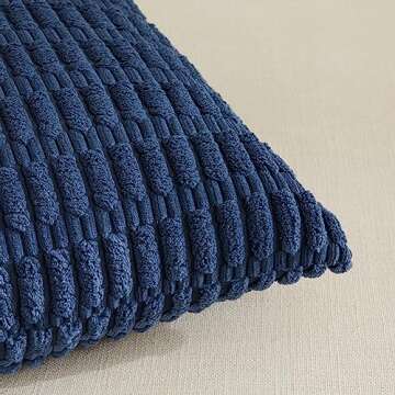 Fancy Homi 2 Packs Dusty Blue Decorative Throw Pillow Covers 20x20 Inch for Living Room Couch Bed Sofa, Rustic Farmhouse Boho Home Decor, Soft Striped Corduroy Square Cushion Case 50x50 cm