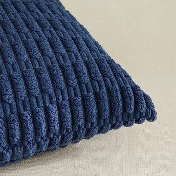 Fancy Homi 2 Packs Dusty Blue Decorative Throw Pillow Covers 20x20 Inch for Living Room Couch Bed Sofa, Rustic Farmhouse Boho Home Decor, Soft Striped Corduroy Square Cushion Case 50x50 cm