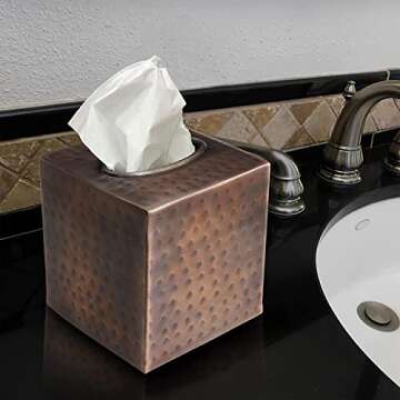 Monarch Abode Hand Hammered Tissue Box Holder - Antique Copper