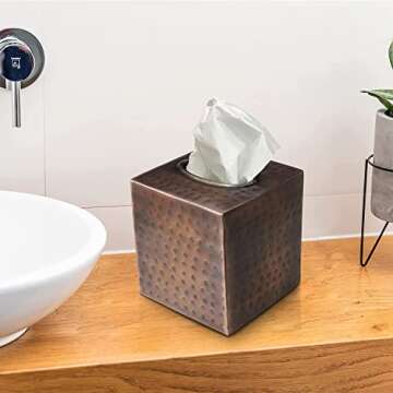 Monarch Abode Hand Hammered Tissue Box Holder - Antique Copper