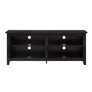 Walker Edison Wren Classic Black TV Console Entertainment Media Stand for 65 Inch TVs