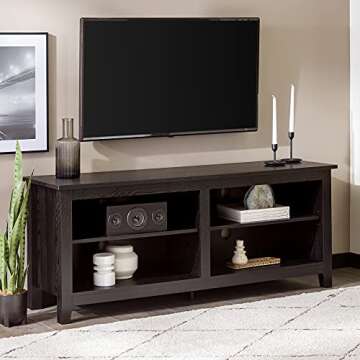 Walker Edison Wren Black TV Console for 65 Inch TVs