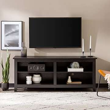 Walker Edison Wren Black TV Console for 65 Inch TVs