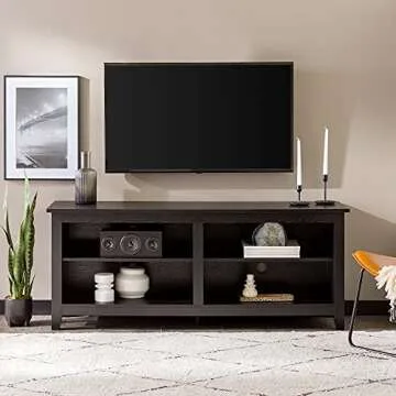 Walker Edison Wren Black TV Console for 65 Inch TVs