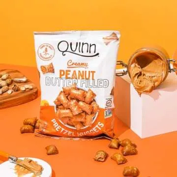 Quinn Pretzel Nuggets Quinntessential Pack - Made with Real Ingredients, Whole Grain Sorghum, Vegan, Gluten Free, Dairy Free, Non-GMO - Peanut Butter, Pizzeria, Sea Salt Stick, Maple (Pack of 4)