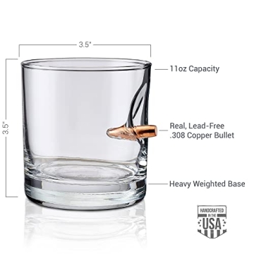 BenShot Rocks Glass with .308 Bullet - 11oz USA Made