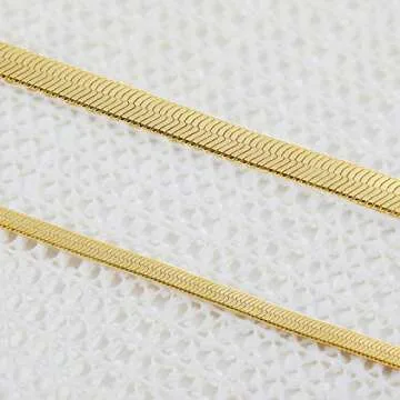 Fiusem Gold Plated Herringbone Necklace for Women