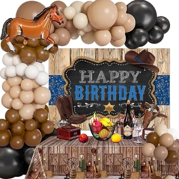 Western Cowboy Birthday Party Decorations, 125PCS Cowboy Birthday Supplies Including Western Backdro...