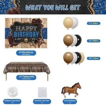 Western Cowboy Birthday Party Decorations, 125PCS