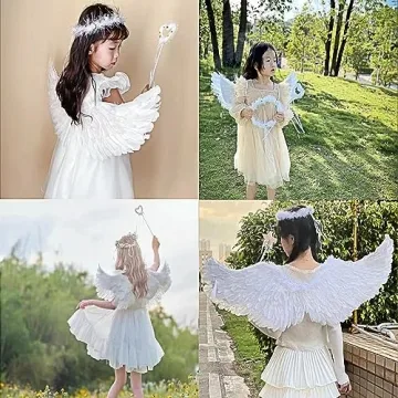 White Angel Wings & Halo Set for Women - Halloween & Christmas Costume