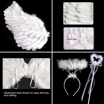 White Angel Wings & Halo Set for Women - Halloween & Christmas Costume