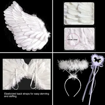 White Angel Wings & Halo Set for Women - Halloween & Christmas Costume