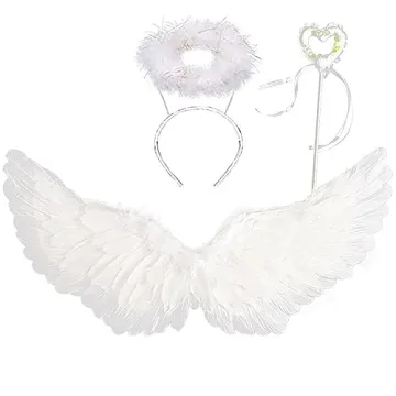 White Angel Wings & Halo Set for Women - Halloween & Christmas Costume