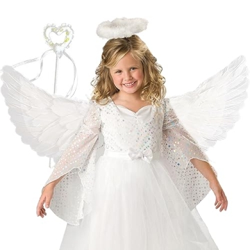 White Angel Wings & Halo Set for Women - Halloween & Christmas Costume