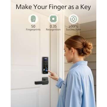 Philips Keyless Entry Door Lock, Fingerprint Door Lock with Touchscreen, Electronic Door Lock, Long-...