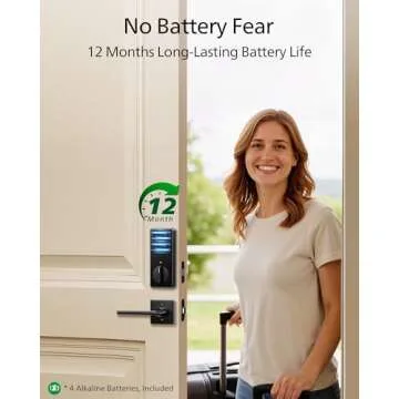 Philips Keyless Entry Door Lock, Fingerprint Door Lock with Touchscreen, Electronic Door Lock, Long-Last Battery Life, Auto-Lock, One-Time Code, Keypad Deadbolt Lock, One-Touch Locking, Matte Black