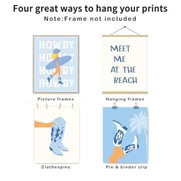 okaxscm Coastal Cowgirl Room Decor Aesthetic, Coastal Cowgirl Wall Art Prints Set of 4, Coastal Gran...