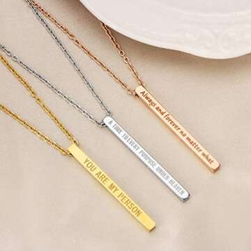 JoycuFF Birthday Gifts for Girls Vertical Bar Necklaces Inspirational Graduation Necklace Friendship Pendant Jewelry Personalized Mantra Let Your Faith Be Bigger Than Your Fear