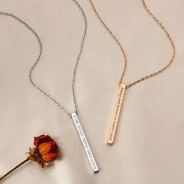 JoycuFF Birthday Gifts for Girls Vertical Bar Necklaces Inspirational Graduation Necklace Friendship Pendant Jewelry Personalized Mantra Let Your Faith Be Bigger Than Your Fear