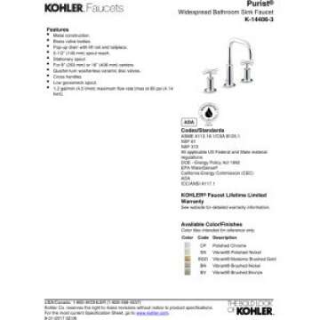 Luxurious KOHLER Purist Bathroom Faucet, Brushed Gold Finish, Two-Handle Design