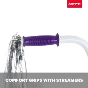 Huffy Illuminate 16” Girl’s Bike with Removable Training Wheels, Gloss Pink Frame with Butterfly Graphics, Chain Guard, White Tires and Purple Rims