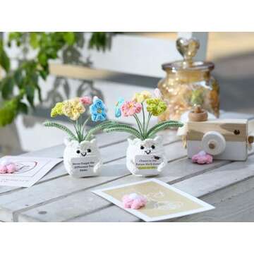 YOOJEE Thank You Gift for Women & Coworkers - Positive Crochet Flowers with Card