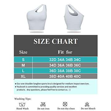 Youloveit One Shoulder Sports Bras for Women Medium Support Longline Padded Yoga Crop Tank Top with Built in Sports Bra（White,XL