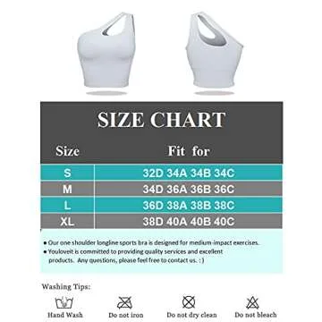 Youloveit One Shoulder Sports Bras for Women Medium Support Longline Padded Yoga Crop Tank Top with Built in Sports Bra（White,XL