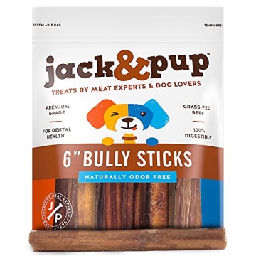 Jack&Pup Bully Sticks for Medium Dogs - All Natural Chew