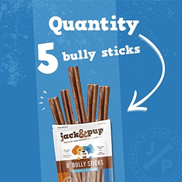 Jack&Pup Bully Sticks for Medium Dogs - All Natural Chew