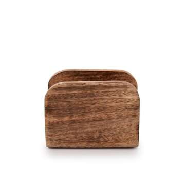 Samhita Burning Finish Mango Wood Napkin Holders For Kitchen Upright Paper Napkin Storage Dispenser ...