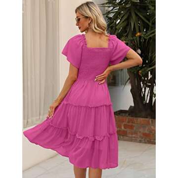 LILLUSORY Spring Midi Graduation Bridal Baby Shower Dresses Women 2024 Summer Casual Flowy Bridal Su...