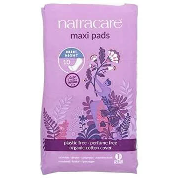 Eco-Friendly Natracare Night Time Maxi Pads - 10 Count