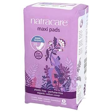 Eco-Friendly Natracare Night Time Maxi Pads - 10 Count