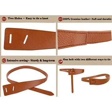 ALAIX Women's Leather Belt Dress Belt for Jeans Jumpsuit Coat Fashion Tie a Knot Genuine Leather Waist Belt Brown