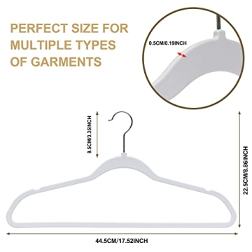 Quality Hangers 50 Pack Non-Velvet Plastic Hangers for Clothes - Heavy Duty Coat Hanger Set - Space-Saving Closet Hangers with Chrome Swivel Hook, Functional Non-Flocked Hangers - Cream White