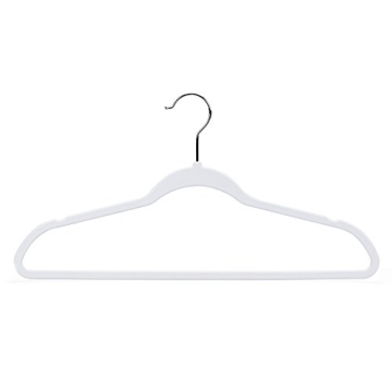 Quality Hangers 50 Pack Non-Velvet Plastic Hangers for Clothes - Heavy Duty Coat Hanger Set - Space-Saving Closet Hangers with Chrome Swivel Hook, Functional Non-Flocked Hangers - Cream White