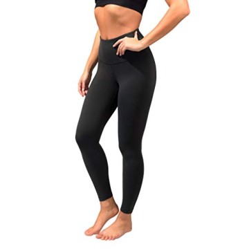 90 Degree By Reflex Ankle Length High Waist Power Flex Leggings - 7/8 Tummy Control Yoga Pants - Black - XS