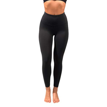 90 Degree By Reflex Ankle Length High Waist Power Flex Leggings - 7/8 Tummy Control Yoga Pants - Black - XS