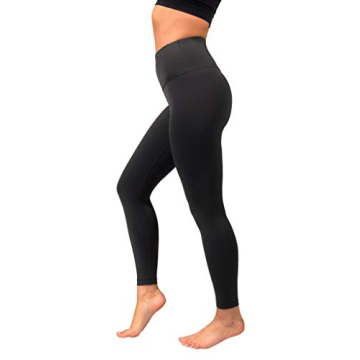 90 Degree By Reflex Ankle Length High Waist Power Flex Leggings - 7/8 Tummy Control Yoga Pants - Black - XS