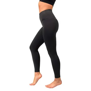 90 Degree By Reflex Ankle Length High Waist Power Flex Leggings - 7/8 Tummy Control Yoga Pants - Black - XS
