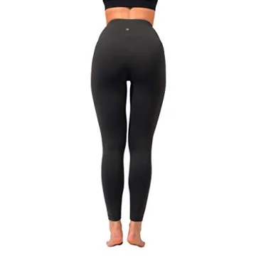 90 Degree By Reflex Ankle Length High Waist Power Flex Leggings - 7/8 Tummy Control Yoga Pants - Black - XS