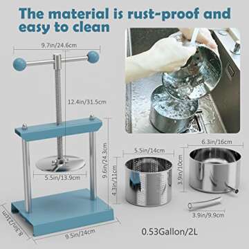 SQUEEZE master Cheese Tincture Herb Fruit Wine Manual Press -0.53Gallon/ 2 Litre-Power Ball Handle-S...