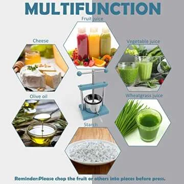 SQUEEZE master Cheese Tincture Herb Fruit Wine Manual Press -0.53Gallon/ 2 Litre-Power Ball Handle-Stainless Steel & Iron for Juice, Cider,Wine,Olive Oil-Blue