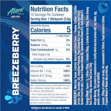 Energy Sticks: Alani Nu BREEZEBERRY, 200mg Caffeine